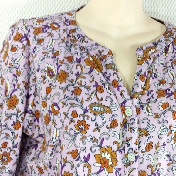 🔵BOGO FREE🔵 J. Jill Soft Pink Floral Button Down Top Sz SP - Picture 2 of 5